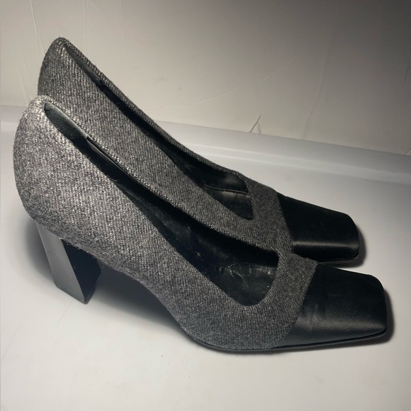 Prada charcoal gray wool pumps heels with - Picture 8 of 12